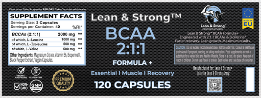 Lean & Strong BCAA – 120 Vegan Capsules | Muscle Recovery & Performance